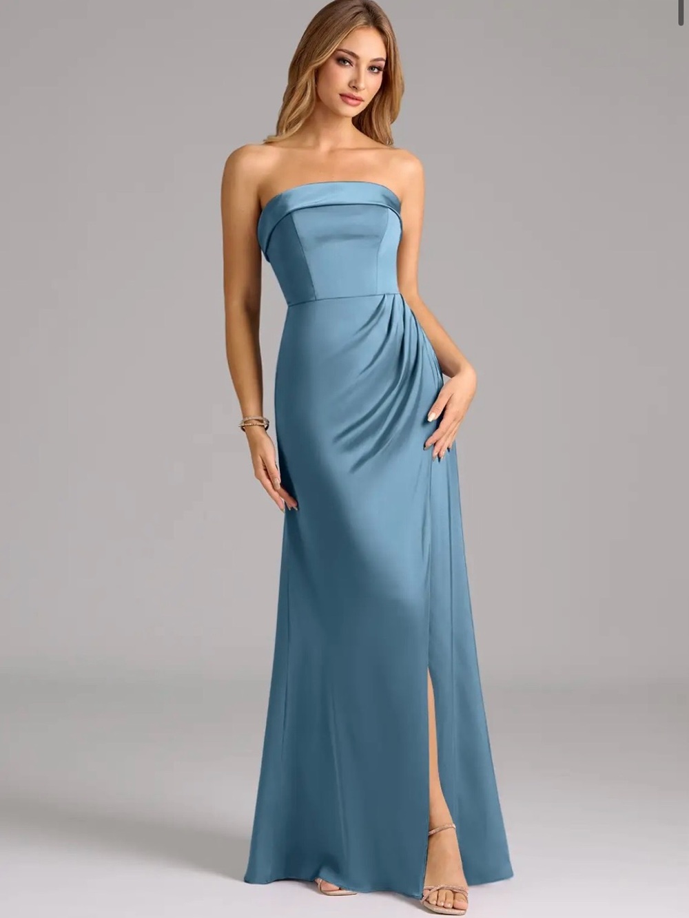 Azazie Steel Blue Bridesmaid Dress